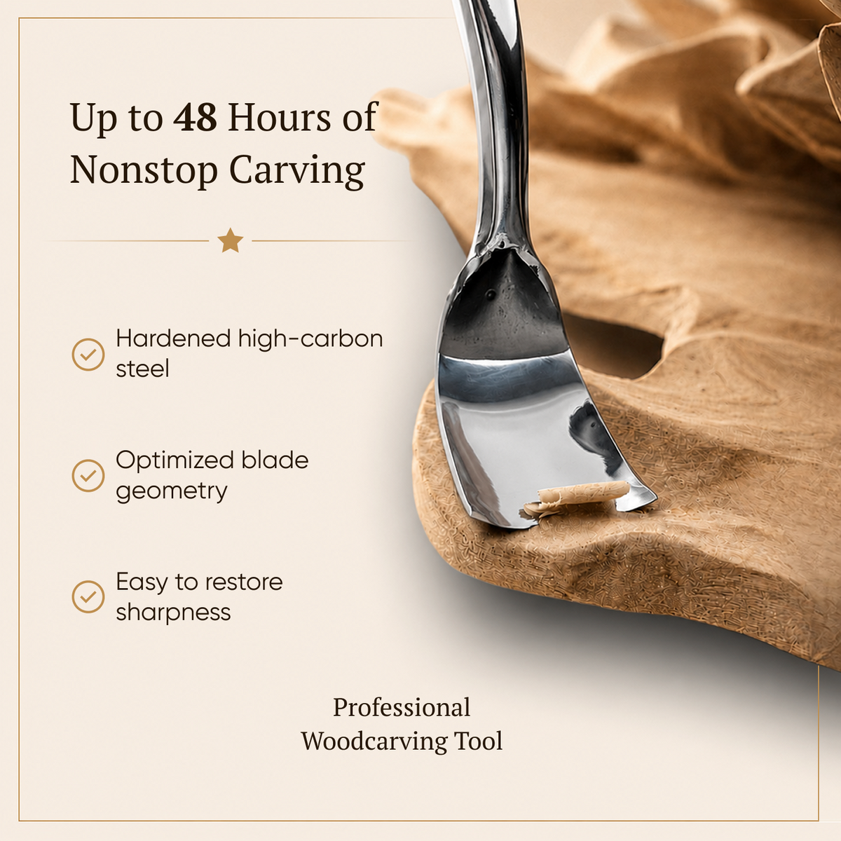 Scoop Chisel, Sweep #5, Deep Carving Large Gouge Profi — for Relief and Bowl Carving, Spoon Knife Making