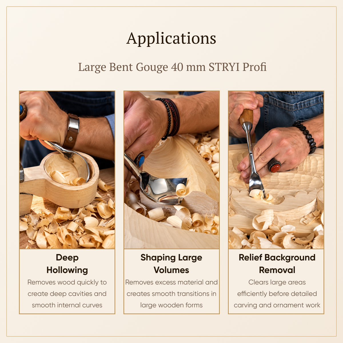 Scoop Chisel, Sweep #5, Deep Carving Large Gouge Profi — for Relief and Bowl Carving, Spoon Knife Making