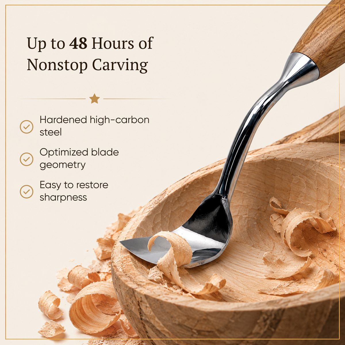 Scoop Chisel, Sweep #5, Deep Carving Large Gouge Profi — for Relief and Bowl Carving, Spoon Knife Making