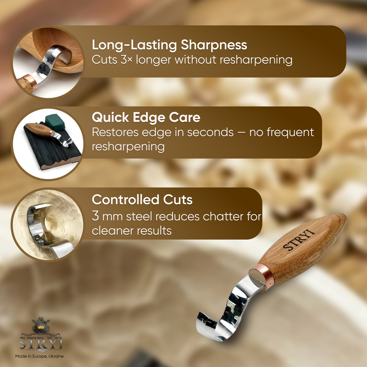 STRYI Profi 30mm Deep Basin Wood Hollowing Tool