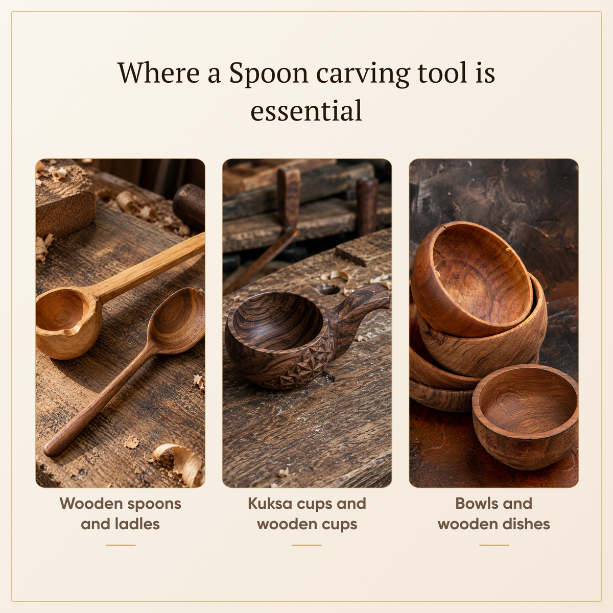Double Bevel Hook Knife, 35mm STRYI Profi — for Spoon and Bowl Carving