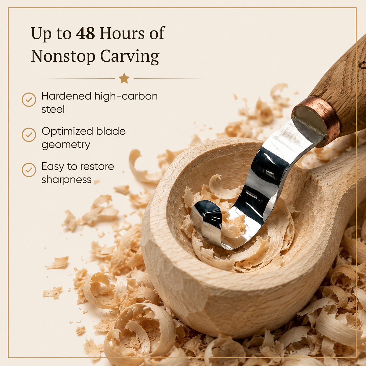 Double Bevel Hook Knife, 35mm STRYI Profi — for Spoon and Bowl Carving