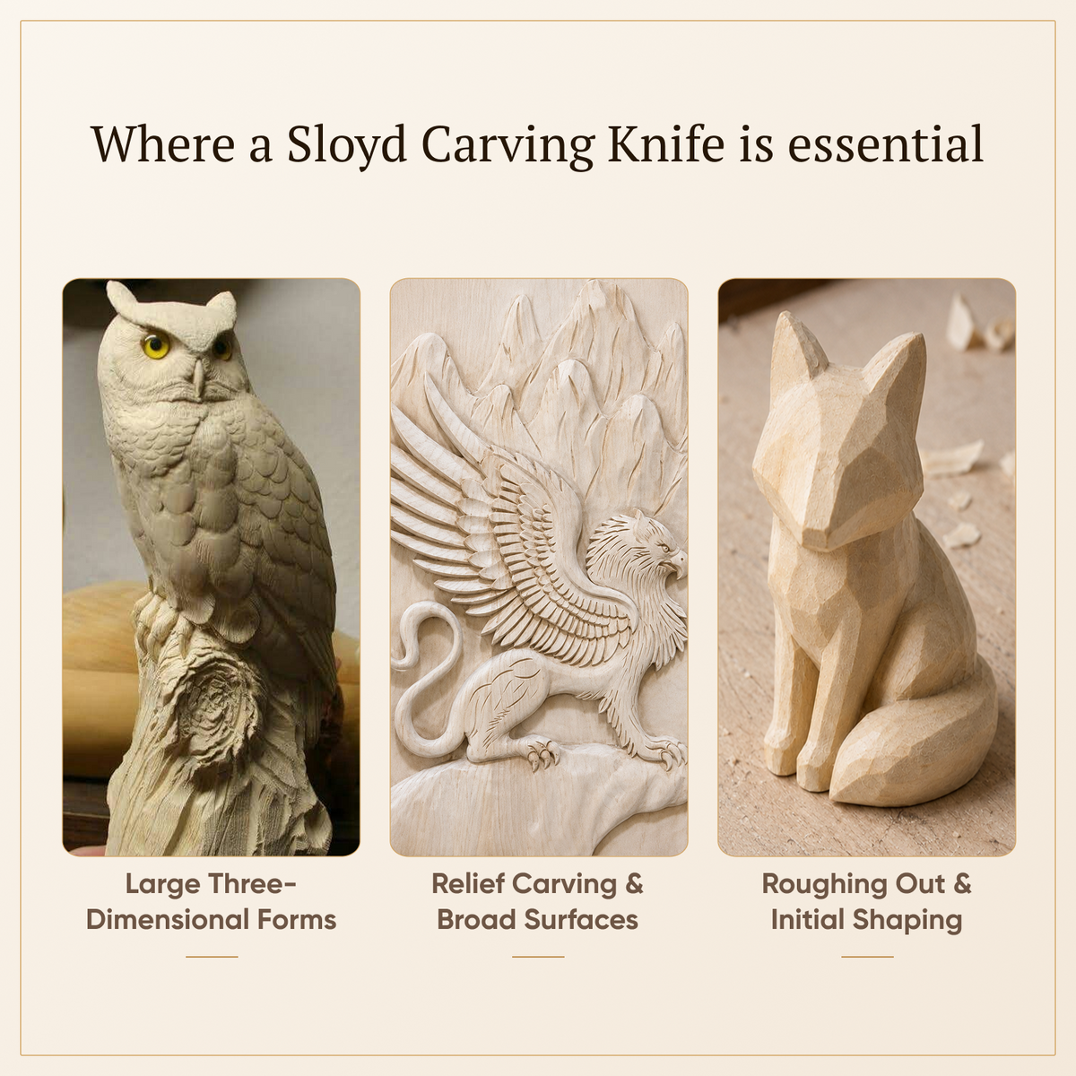 Wood Carving Knife, 80mm Blade, Sloyd Knife STRYI Profi — for Woodcarving