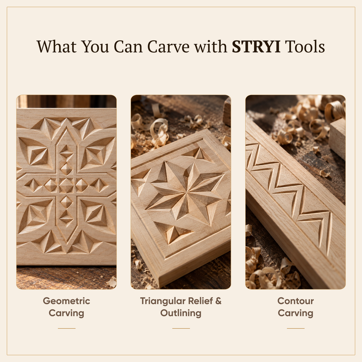 Wood carving set STRYI Start with basswood practice board for beginner woodcarvers