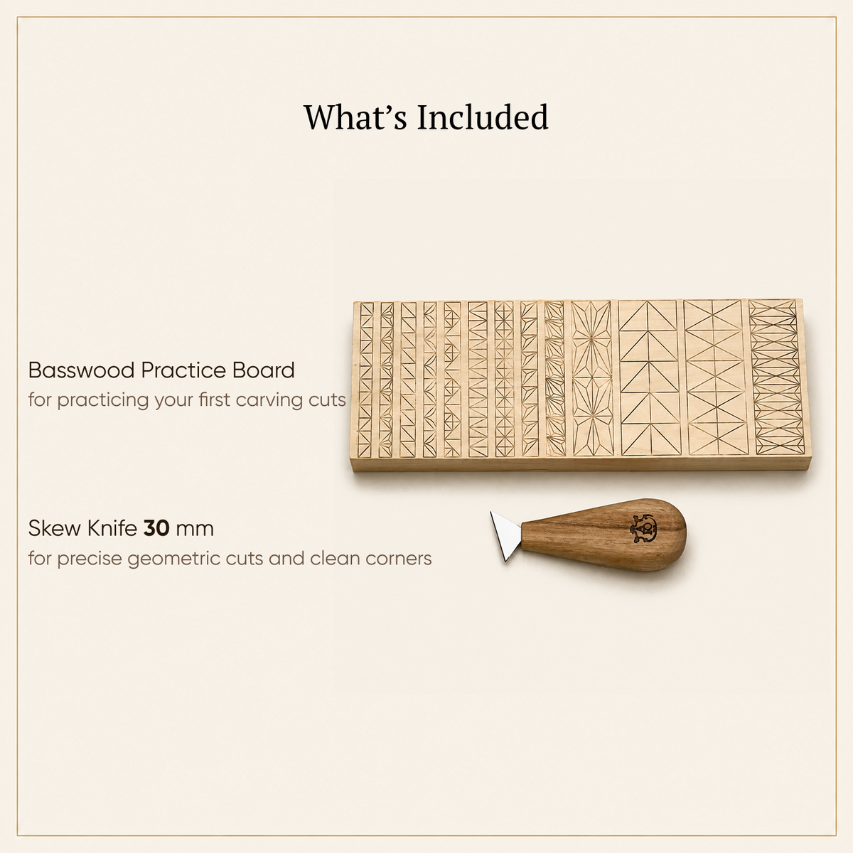 Wood carving set STRYI Start with basswood practice board for beginner woodcarvers