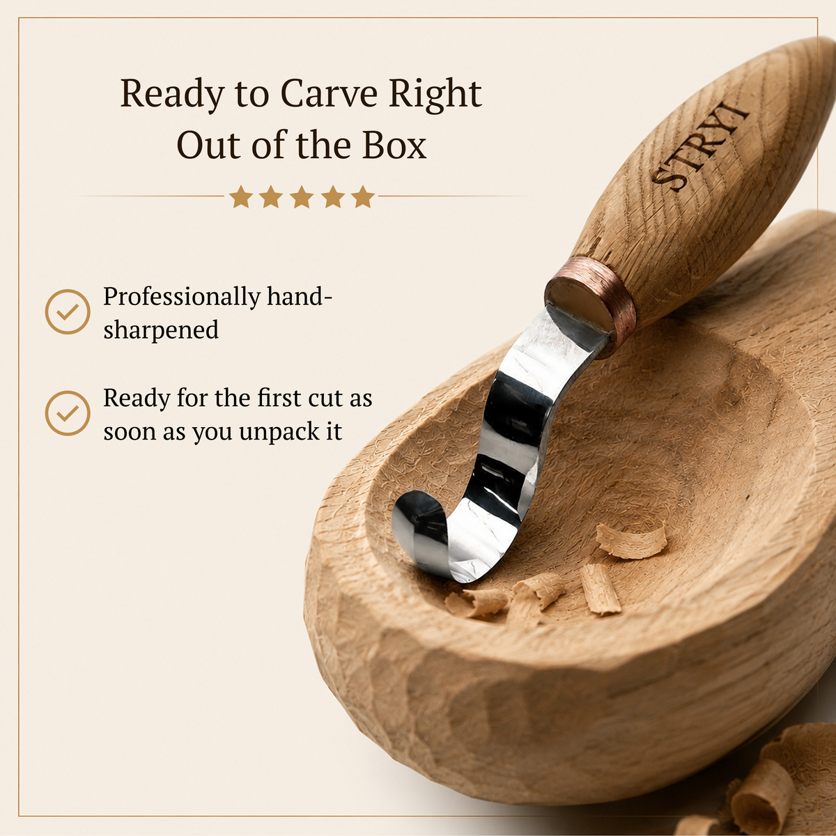 Bowl carving Set: 3-Piece STRYI Profi Spoon & Kuksa Carving Set