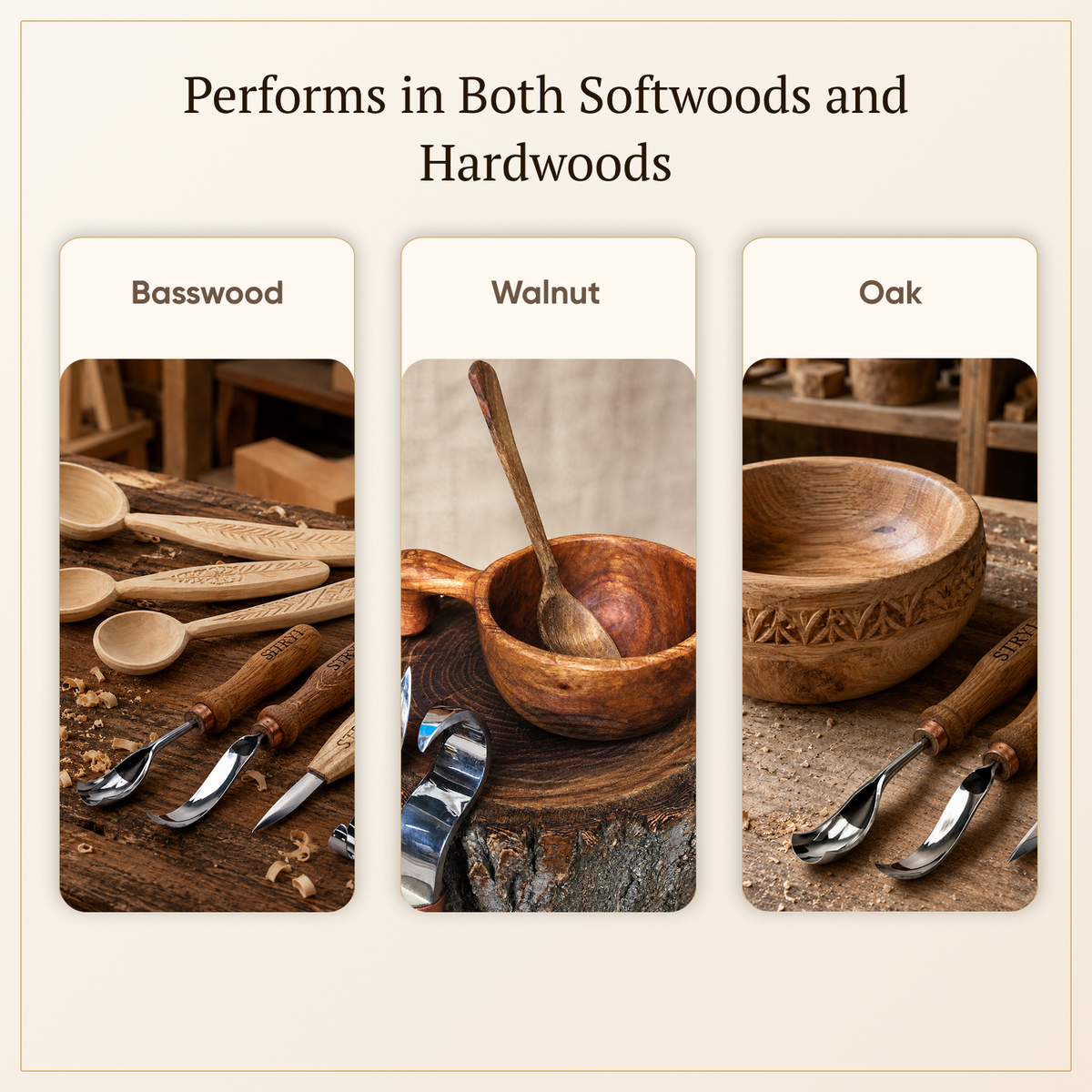 Bowl & Kuksa Carving Set 4-piece All-in-one Carving Kit in Gift box