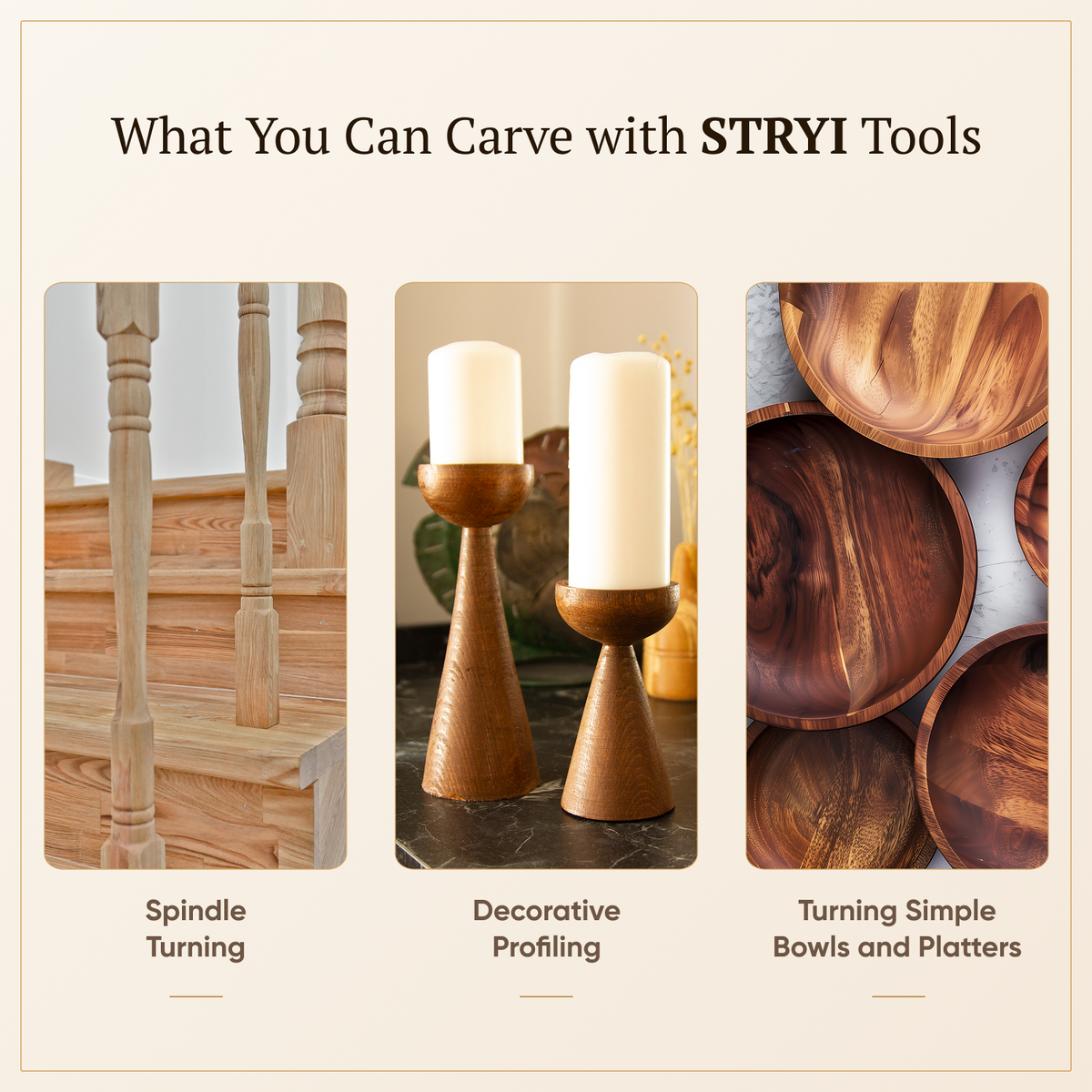 7-Piece STRYI Profi Woodturning Set, Woodworking Toolkit