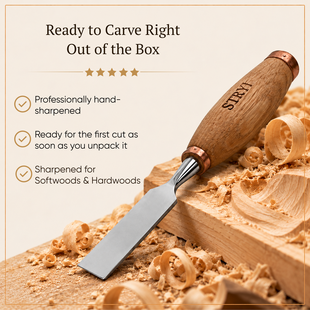 7-Piece Carving Chisel Set STRYI Profi in Wooden Gift Box