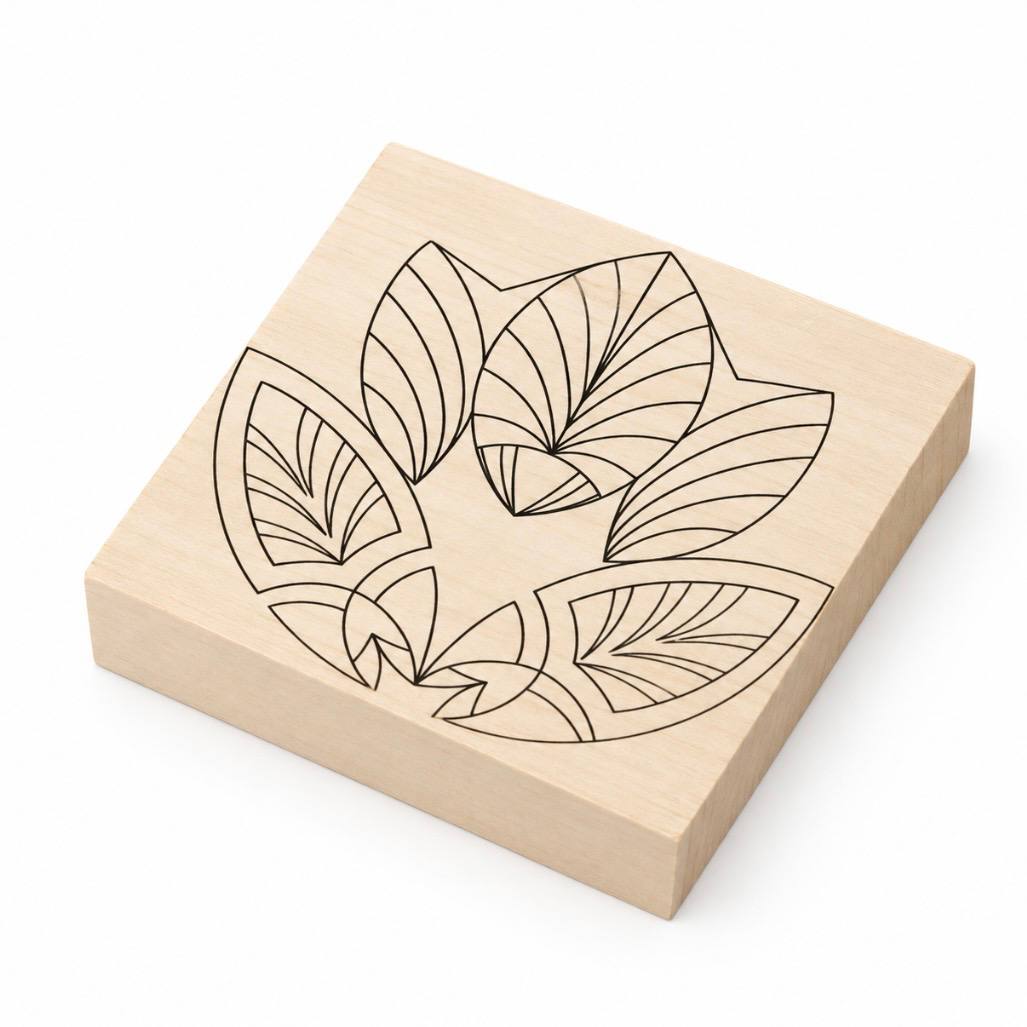 Basswood Blank 3.9x3.9x0.8" (100x100x20mm) STRYI with Chip Patterns