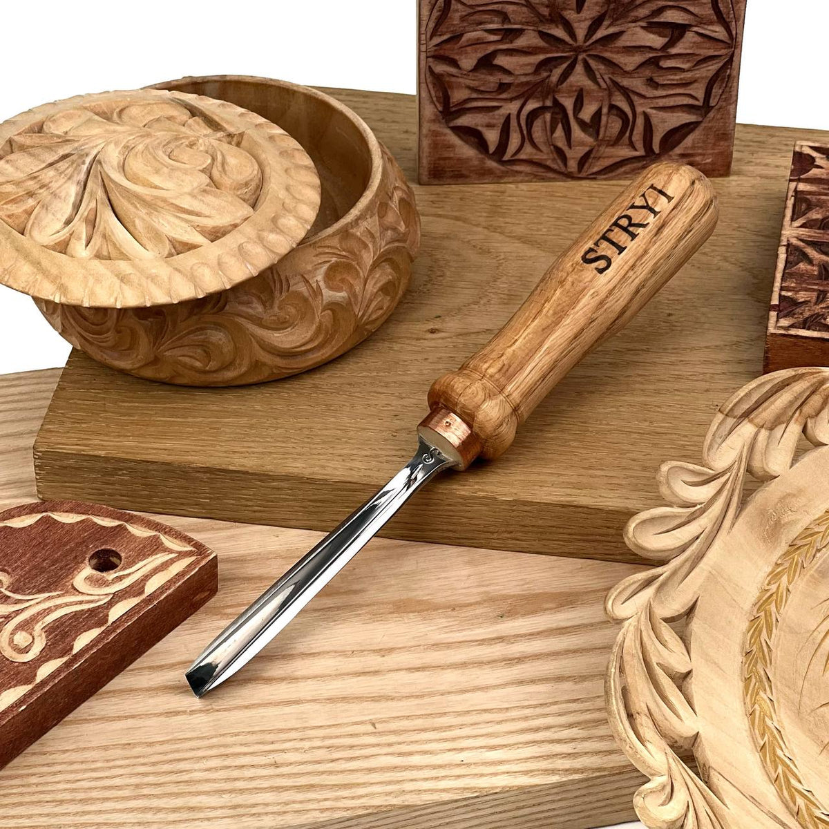 V Gouge 45° STRYI Profi Hand Forged for Detail Wood Carving