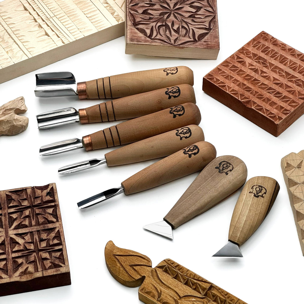Chip Carving Set, 7-Piece STRYI Profi Kit for Volumetric Relief Carving