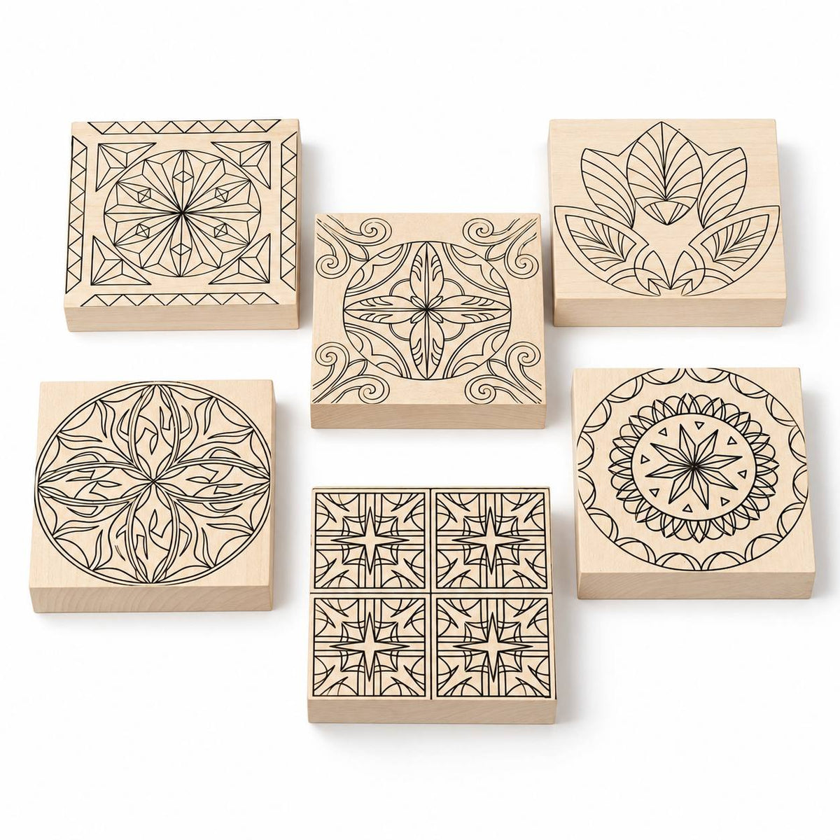 Basswood Blank 3.9x3.9x0.8" (100x100x20mm) STRYI with Chip Patterns