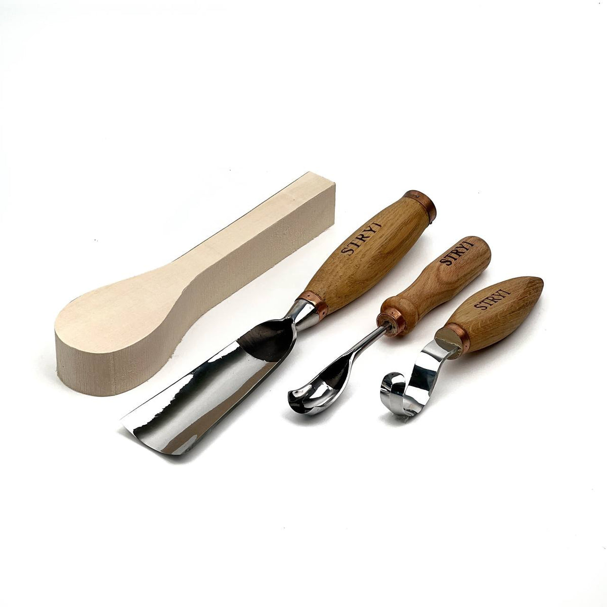 Kuksa, Spoon and cup Carving tools set 4pcs, STRYI Profi, Bowl gouge, Kuksa carving, Spoon making