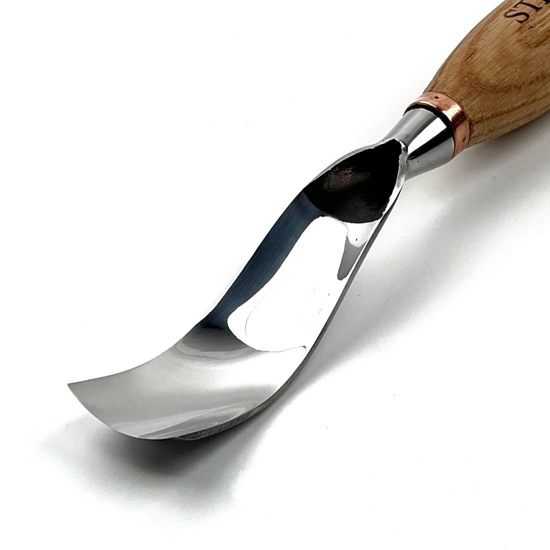 Large Chisel, Sweep #7 Bent, Heavy-Duty Gouge STRYI Profi — for Wood Sculpting, Bowl Carving