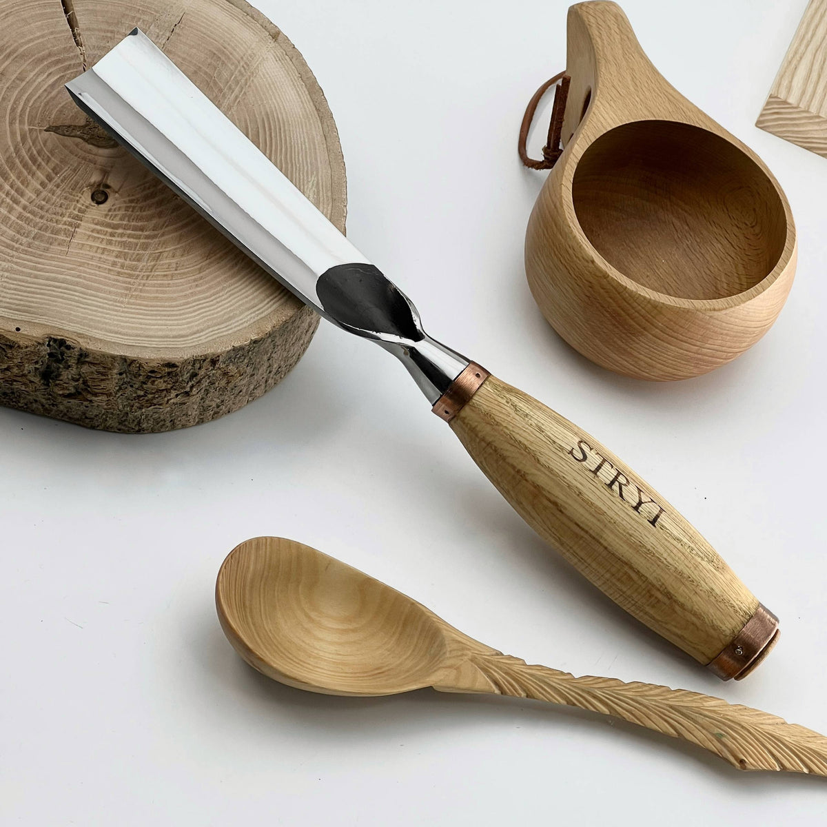 Bowl Carving Tools Set, 4-Piece STRYI Profi Kuksa & Vessel Kit