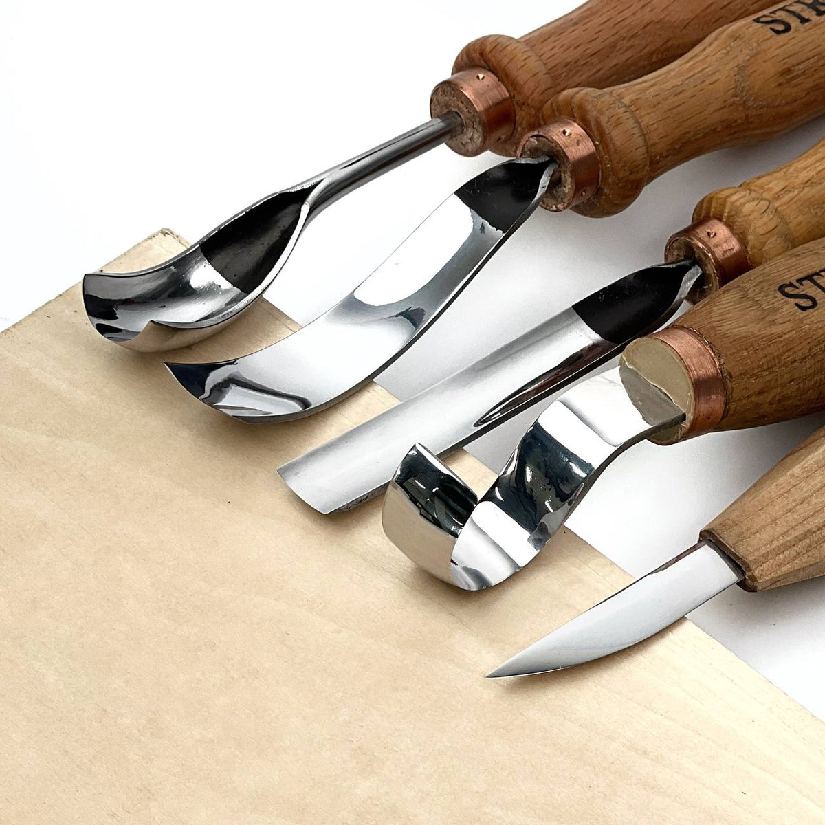 Spoon Carving Kit, 5-Piece, STRYI Profi — for Kuksa and Bowl Carving
