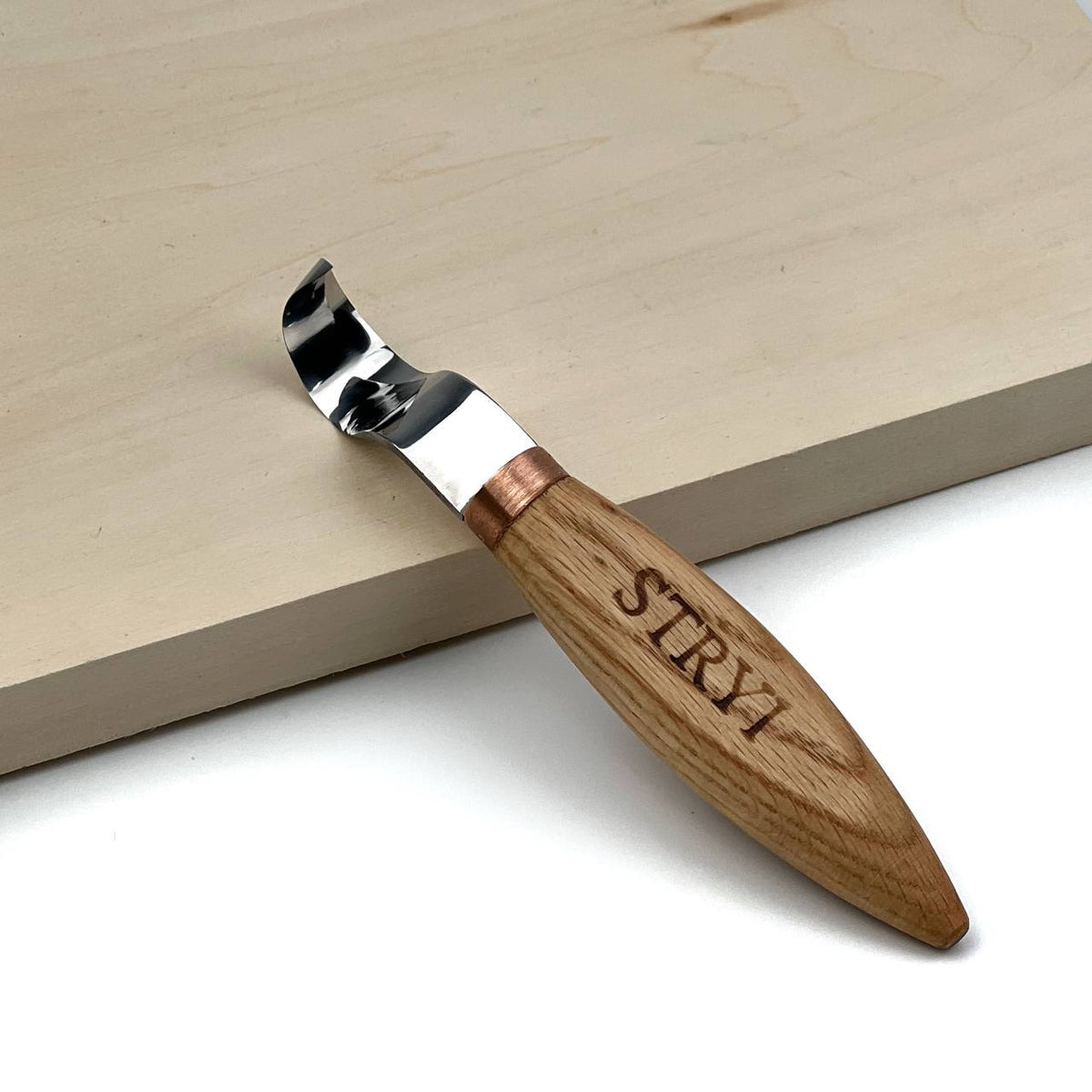 Hook Knife Wood Carving, 25mm, Hand Forged STRYI Profi — for Spoon, Bowl and Kuksa Carving