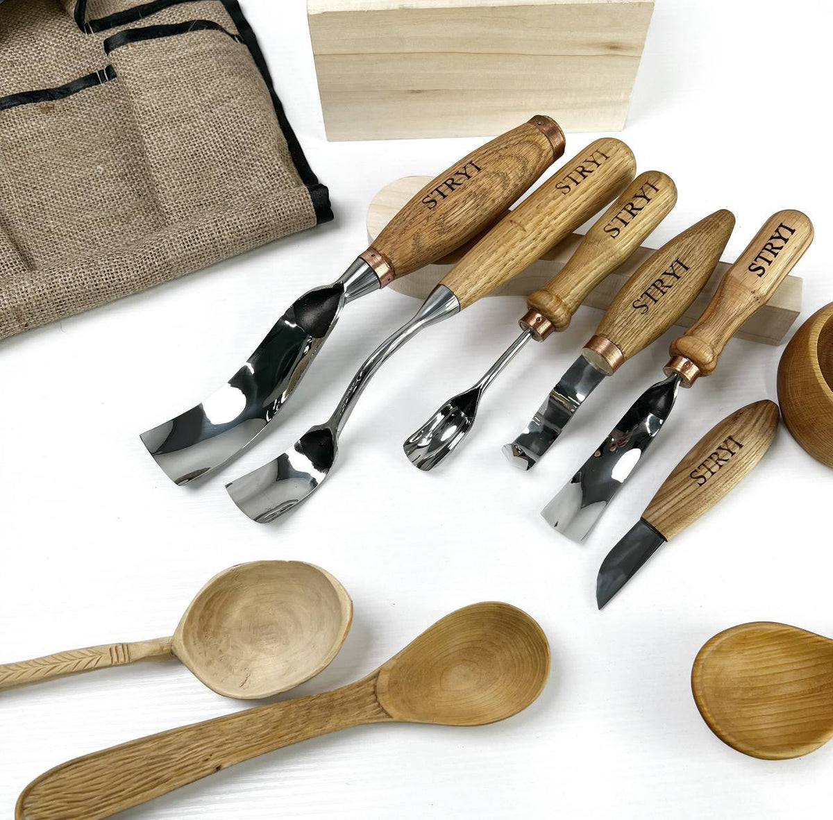 Bowl carving kit 6 pcs STRYI Profi, Bowl Gouges set, Spoon carving tools