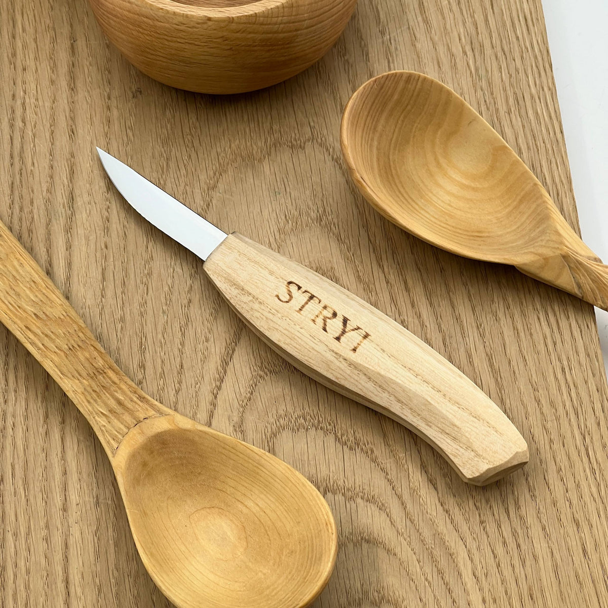 Wood carving kit for spoon making and bowl carving STRYI Profi, 4 pcs