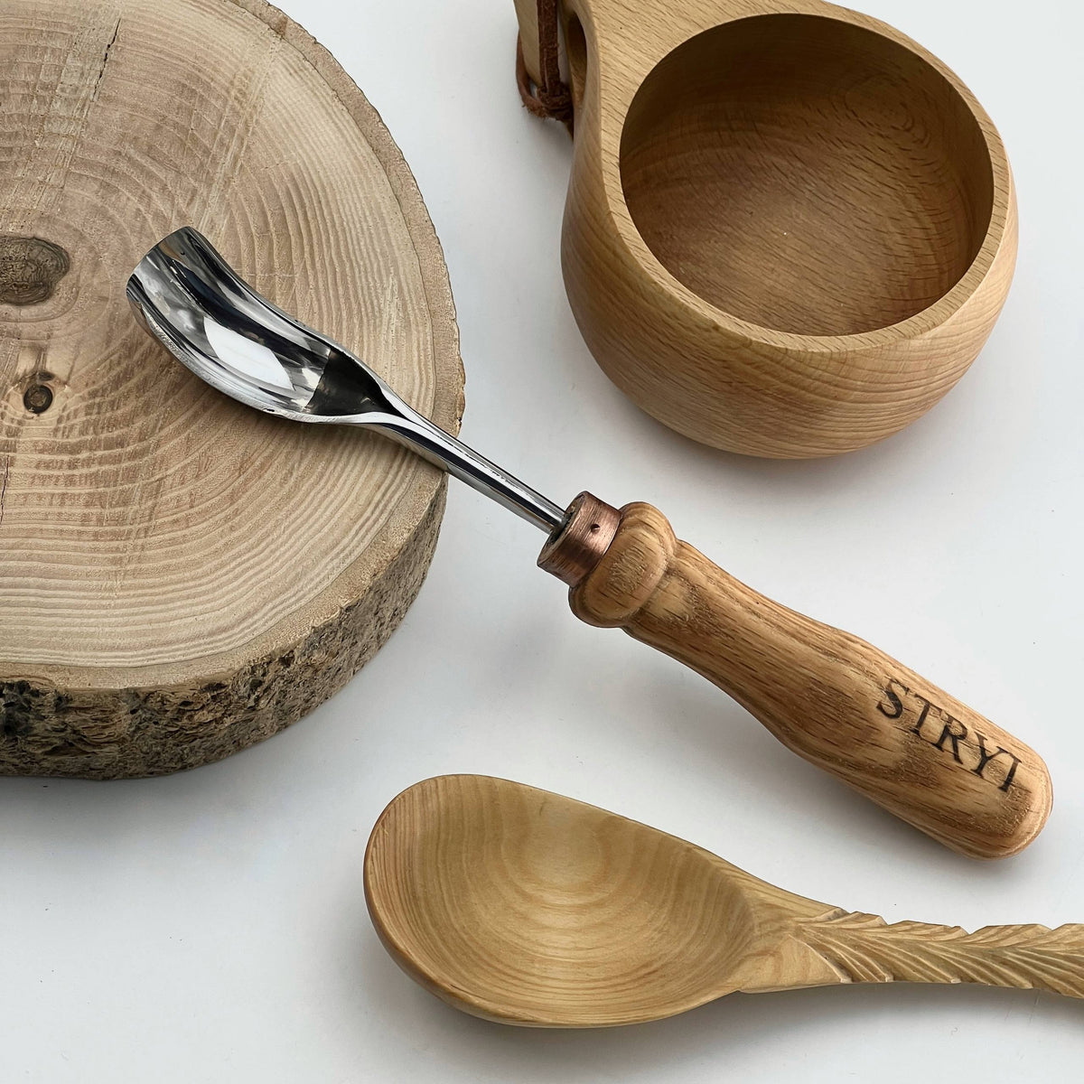 Bowl Carving Tools Set, 4-Piece STRYI Profi Kuksa & Vessel Kit