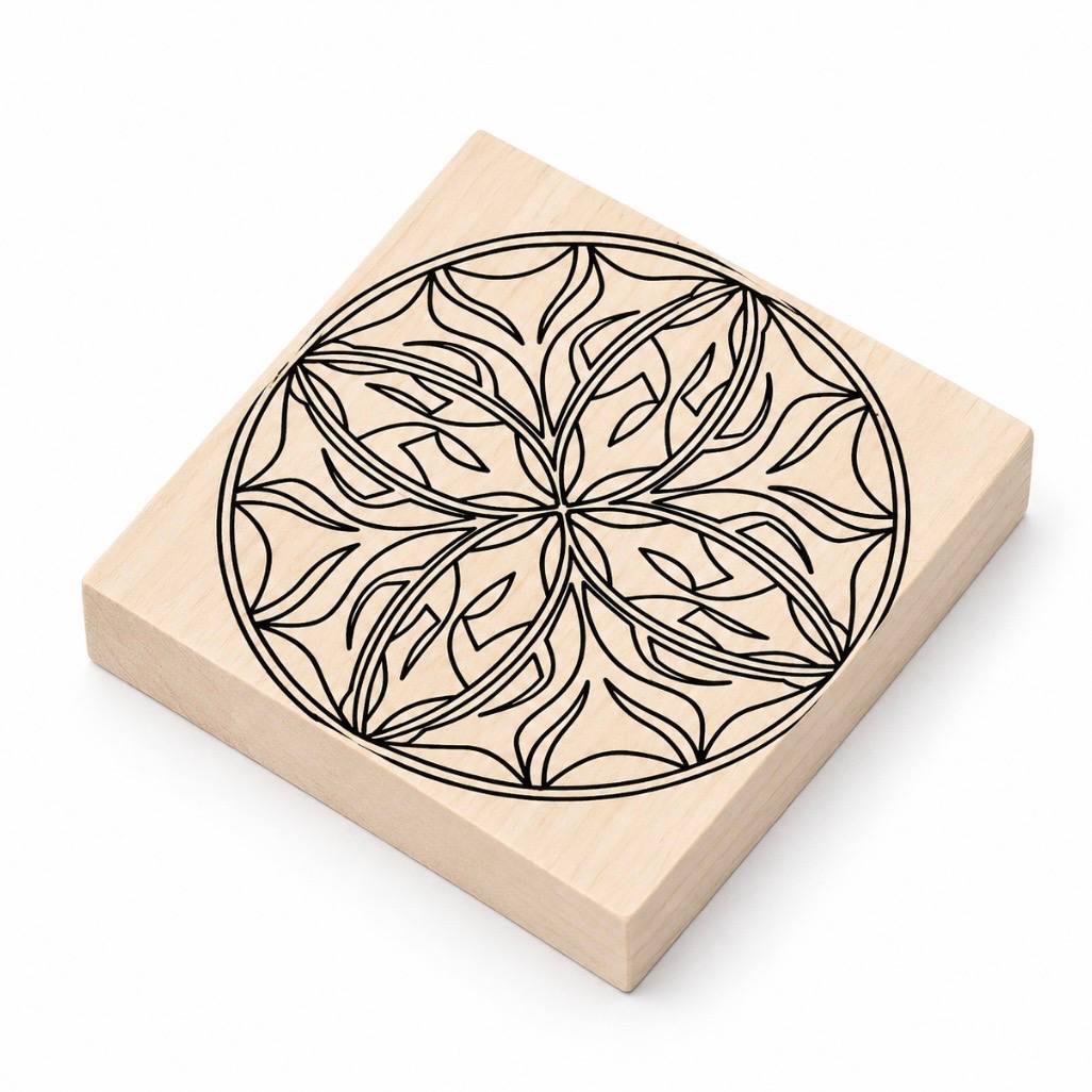 Basswood Blank 3.9x3.9x0.8" (100x100x20mm) STRYI with Chip Patterns