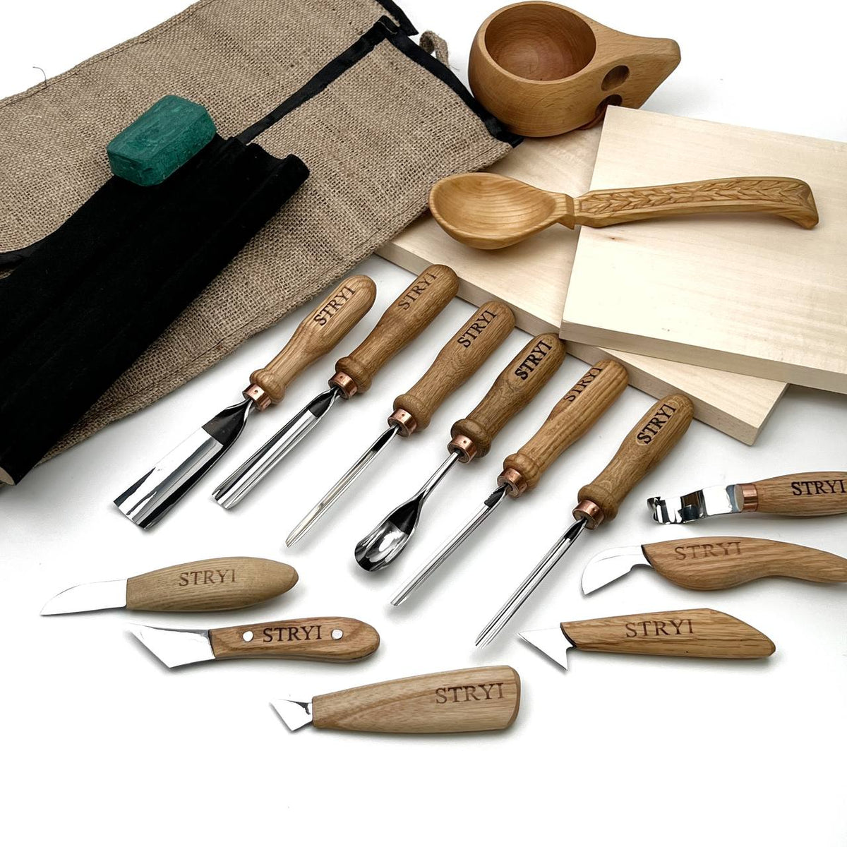 Wood carving toolset 12 pcs Chisels and Gouges STRYI Profi, Tools for wood carving, Woodworking kit