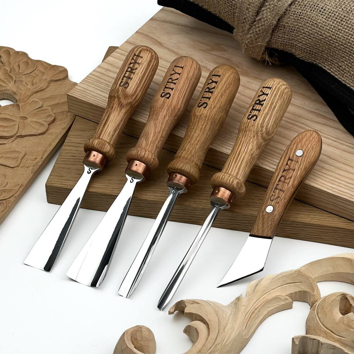 Relief Carving Tool Set, 5-Piece STRYI Profi Kit for Fine Ornament
