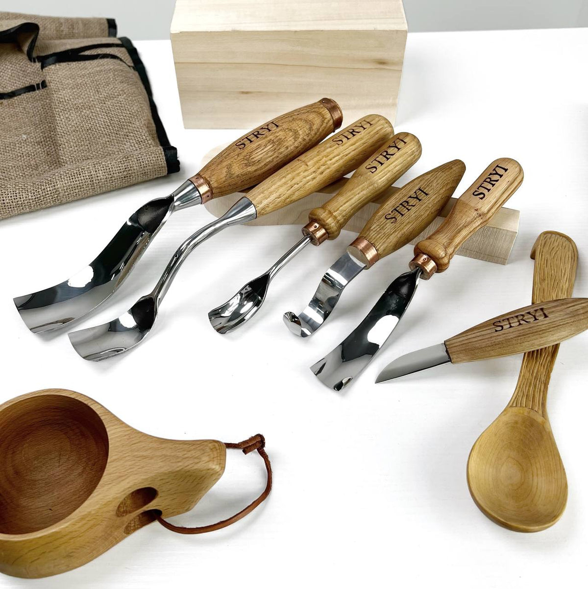 Bowl carving kit 6 pcs STRYI Profi, Bowl Gouges set, Spoon carving tools