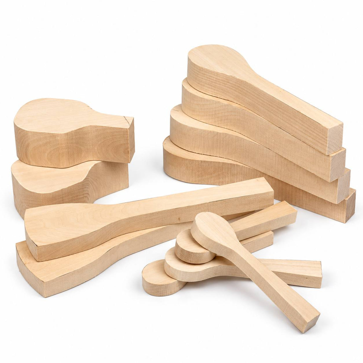 12-Piece Basswood Whittling Blanks Set – Spoon, Spatula & Kuksa Shapes
