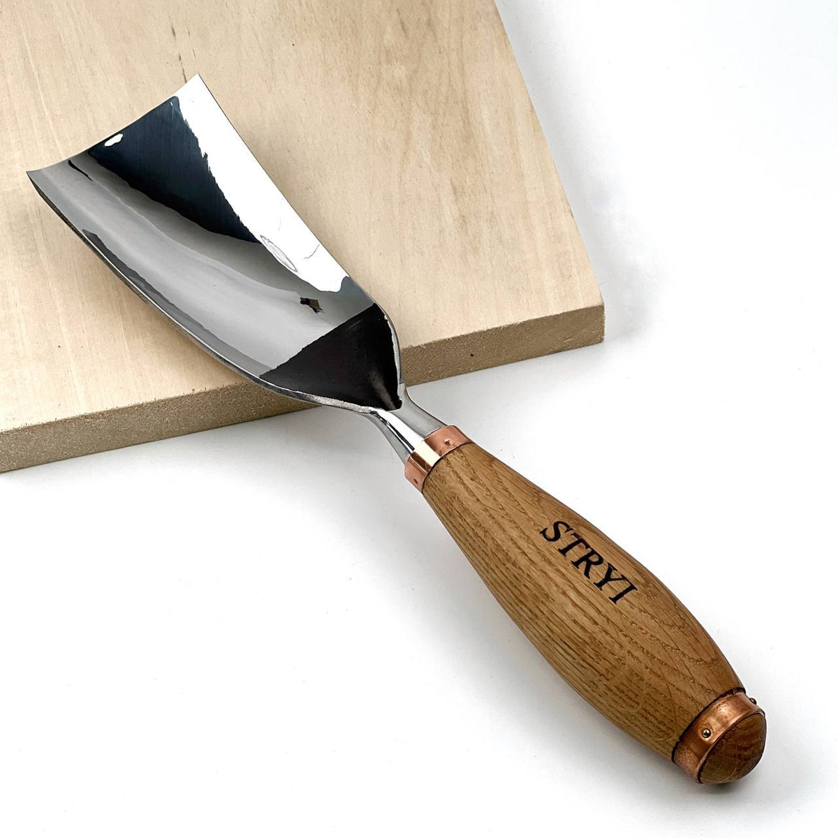 Large Chisel, Sweep #7 Bent, Heavy-Duty Gouge STRYI Profi — for Wood Sculpting, Bowl Carving