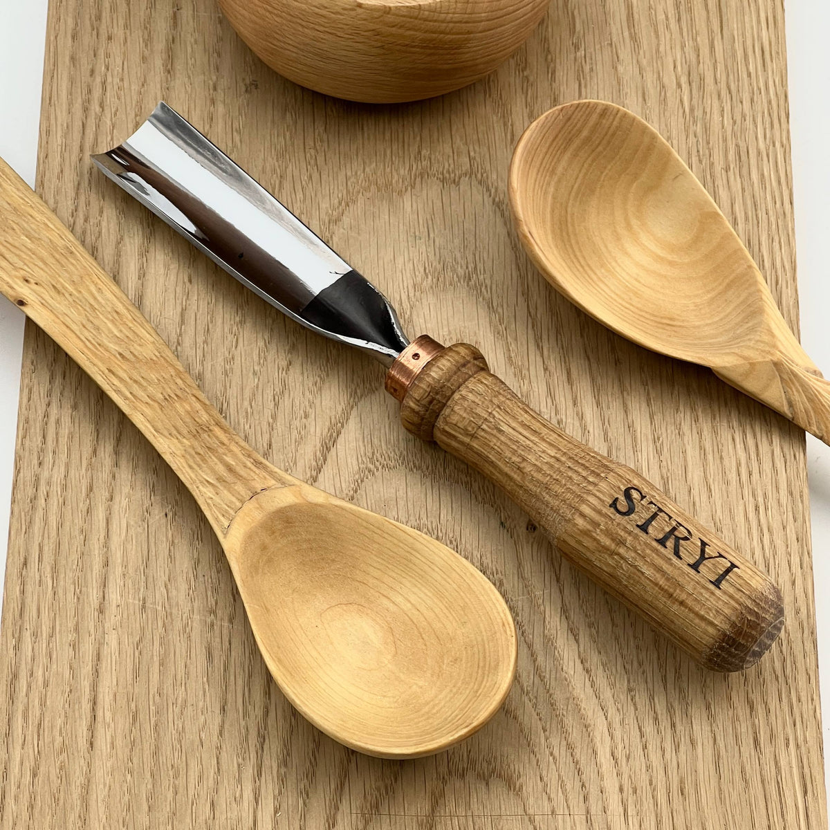 Wood carving kit for spoon making and bowl carving STRYI Profi, 4 pcs