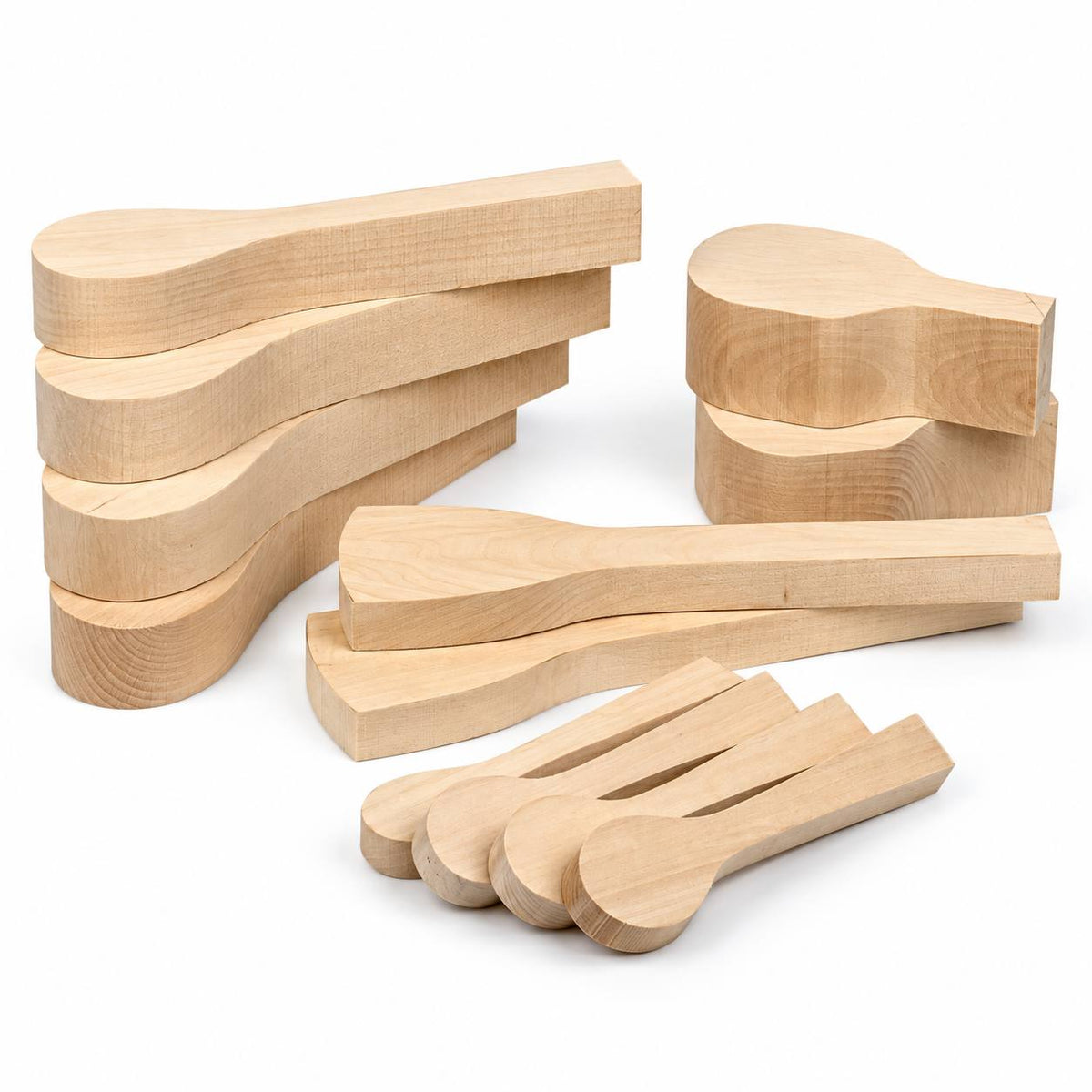 12-Piece Basswood Whittling Blanks Set – Spoon, Spatula & Kuksa Shapes