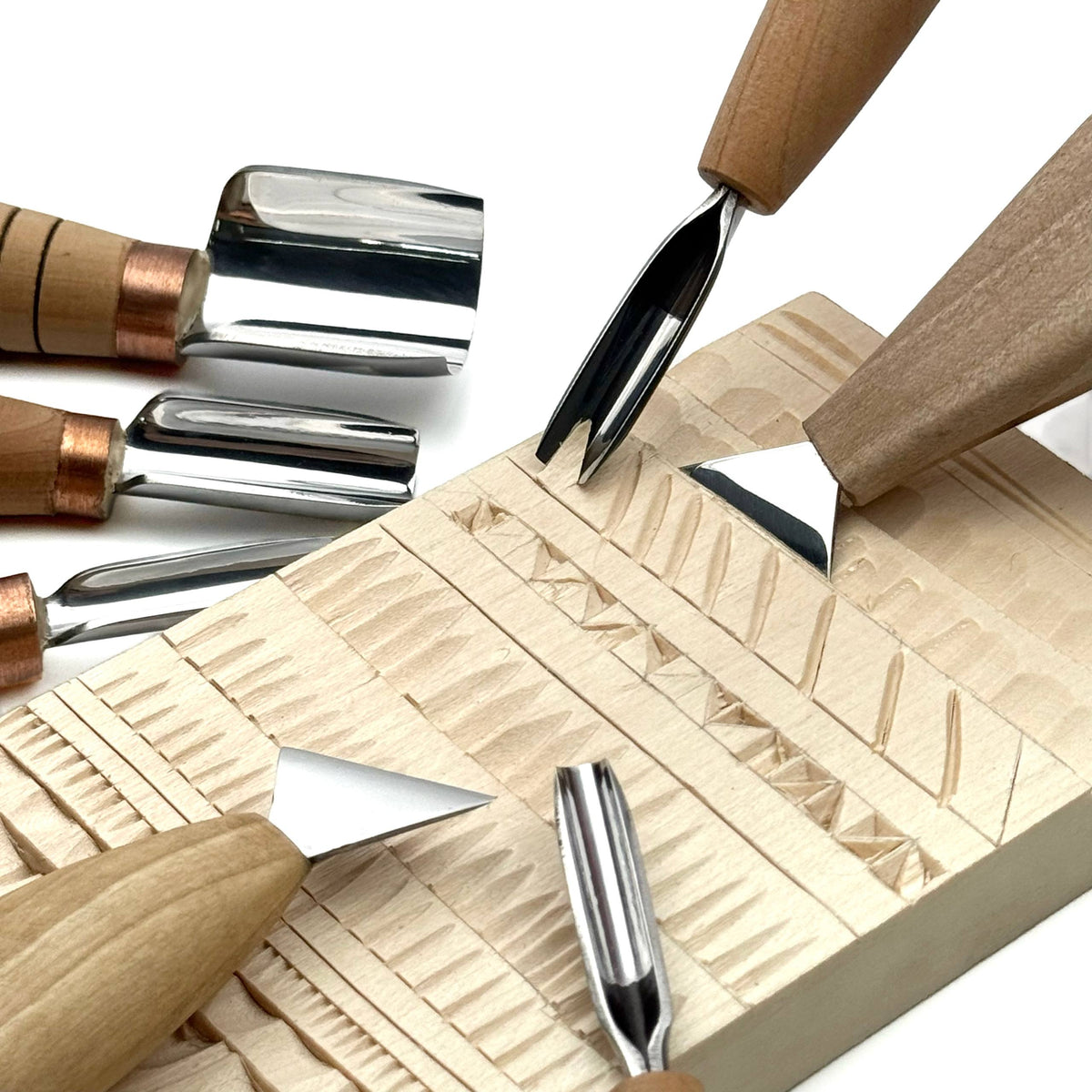Chip Carving Set, 7-Piece STRYI Profi Kit for Volumetric Relief Carving