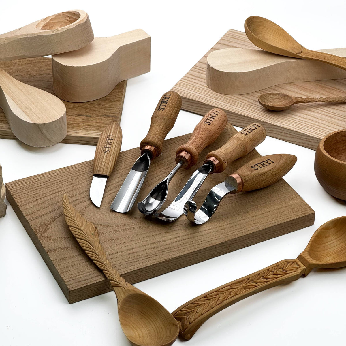 Spoon and kuksa carving kit, Bowl carving set, Stryi carving toolkit
