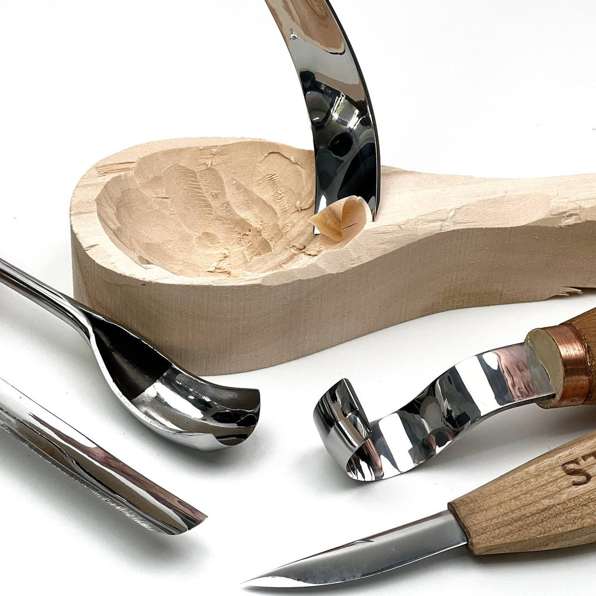 Spoon Carving Kit, 5-Piece, STRYI Profi — for Kuksa and Bowl Carving