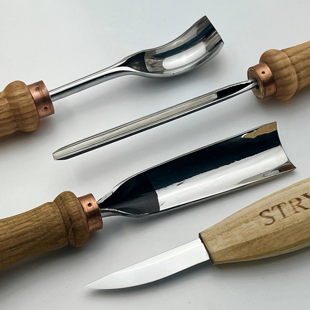 Wood carving kit for spoon making and bowl carving STRYI Profi, 4 pcs