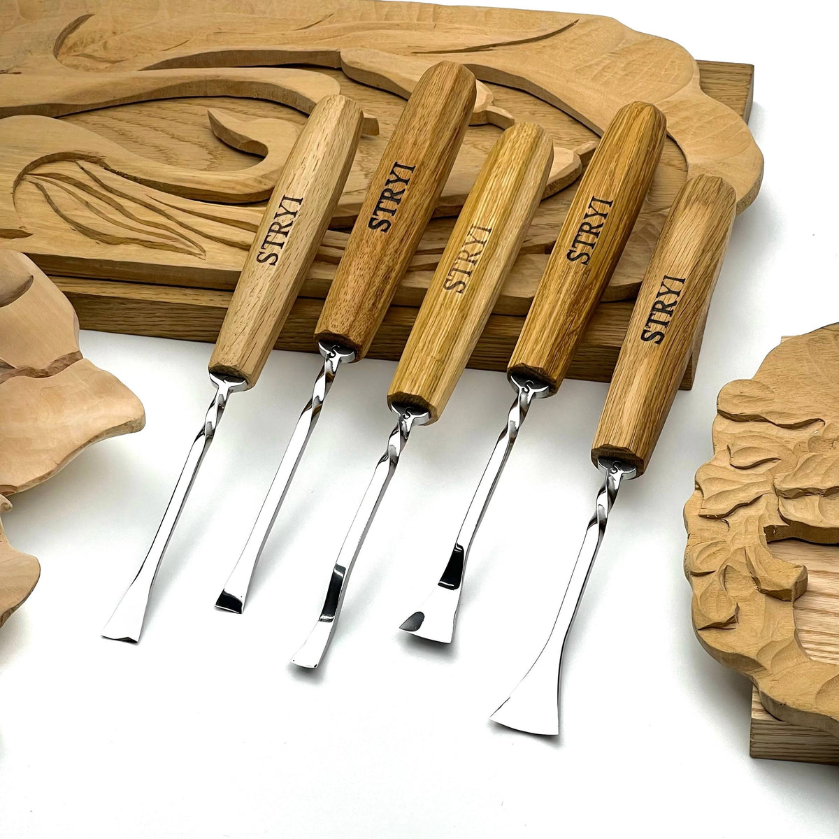 Fishtail Gouge Set for Fine Detail: 5-Piece Maestro Relief Finishing Tools