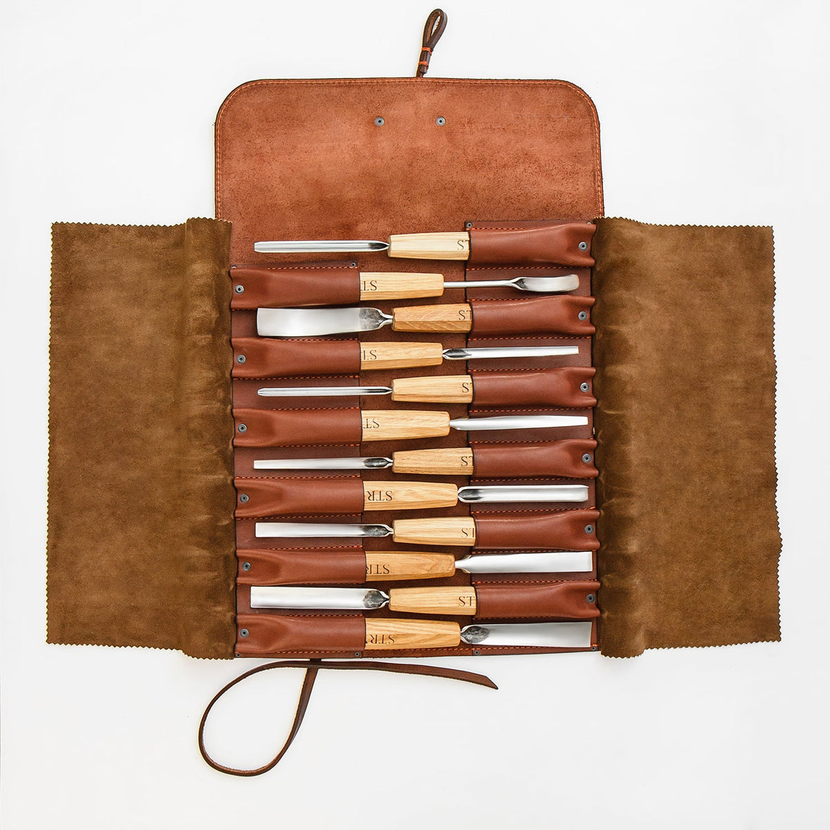 Genuine Leather Storage Roll-case  personalizated for storage carving tools, Gift for carver