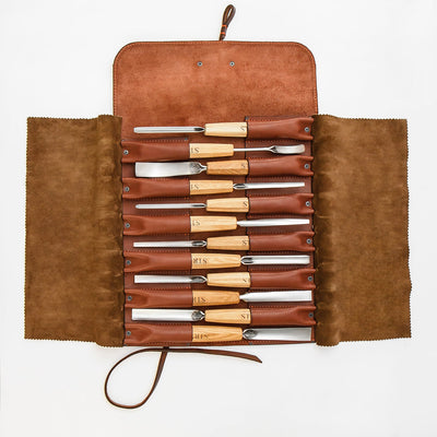 Genuine Leather Storage Roll-case  personalizated for storage carving tools, Gift for carver
