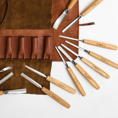 Genuine Leather Storage Roll-case  personalizated for storage carving tools, Gift for carver