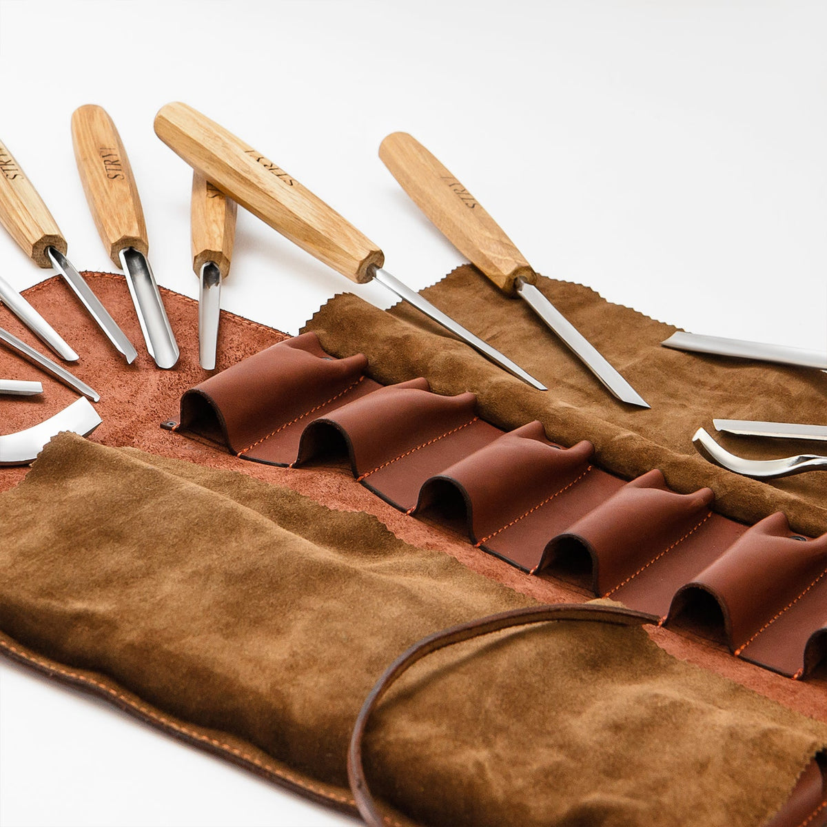 Genuine Leather Storage Roll-case  personalizated for storage carving tools, Gift for carver
