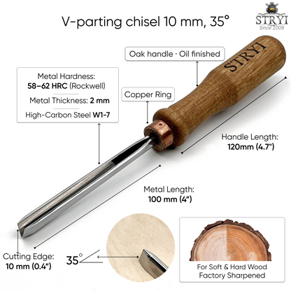 35° Narrow V-Parting Chisel | STRYI Profi Detailer