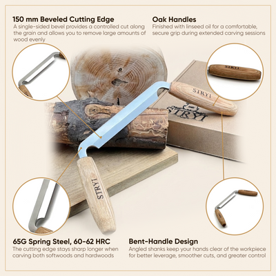 Bent Drawknife 150mm STRYI Profi for Wood Shaving