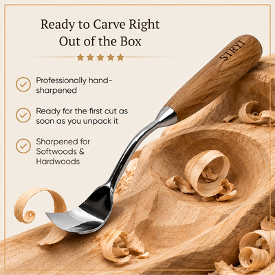 Scoop Chisel, Sweep #5, Deep Carving Large Gouge Profi — for Relief and Bowl Carving, Spoon Knife Making