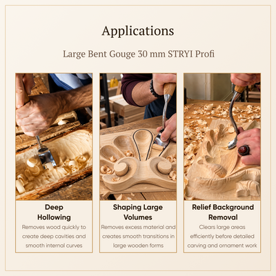 Scoop Chisel, Sweep #5, Deep Carving Large Gouge Profi — for Relief and Bowl Carving, Spoon Knife Making