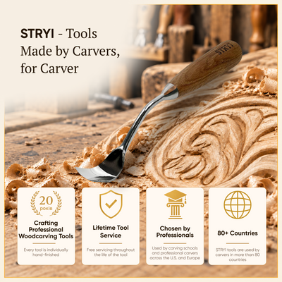 Scoop Chisel, Sweep #5, Deep Carving Large Gouge Profi — for Relief and Bowl Carving, Spoon Knife Making