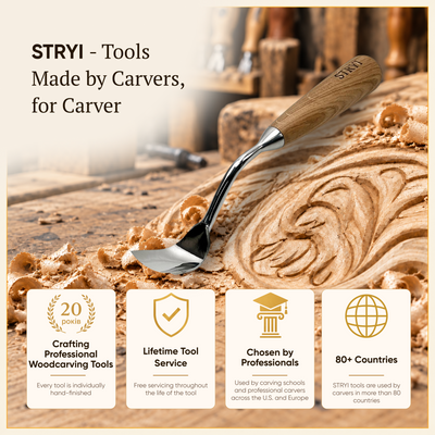 Scoop Chisel, Sweep #5, Deep Carving Large Gouge Profi — for Relief and Bowl Carving, Spoon Knife Making
