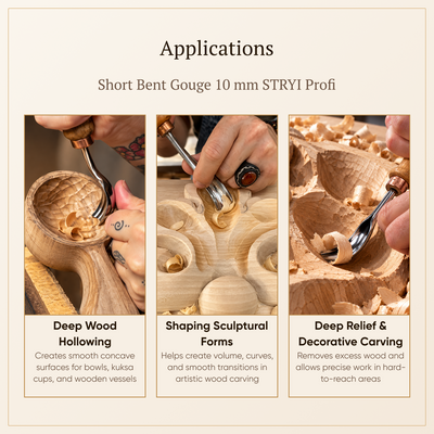Curved Wood Chisel, Sweep #9, Short Bent Gouge — for Relief and Bowl Carving, Spoon Knife Making