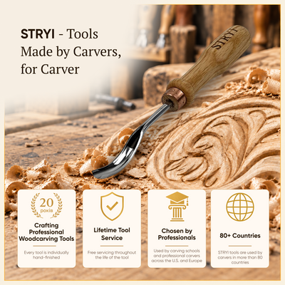 Curved Wood Chisel, Sweep #9, Short Bent Gouge — for Relief and Bowl Carving, Spoon Knife Making